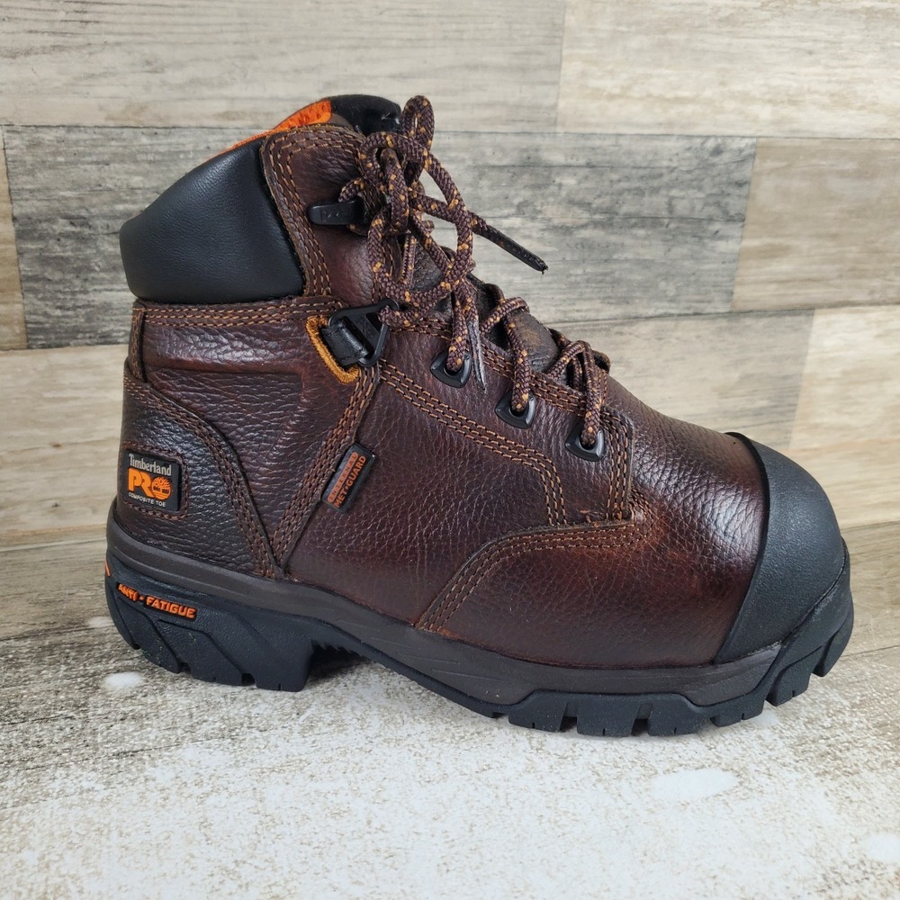 Timberland Pro 6" Helix Met Guard Mens Work Boot Sz 4 W Brown Leather Comp Toe